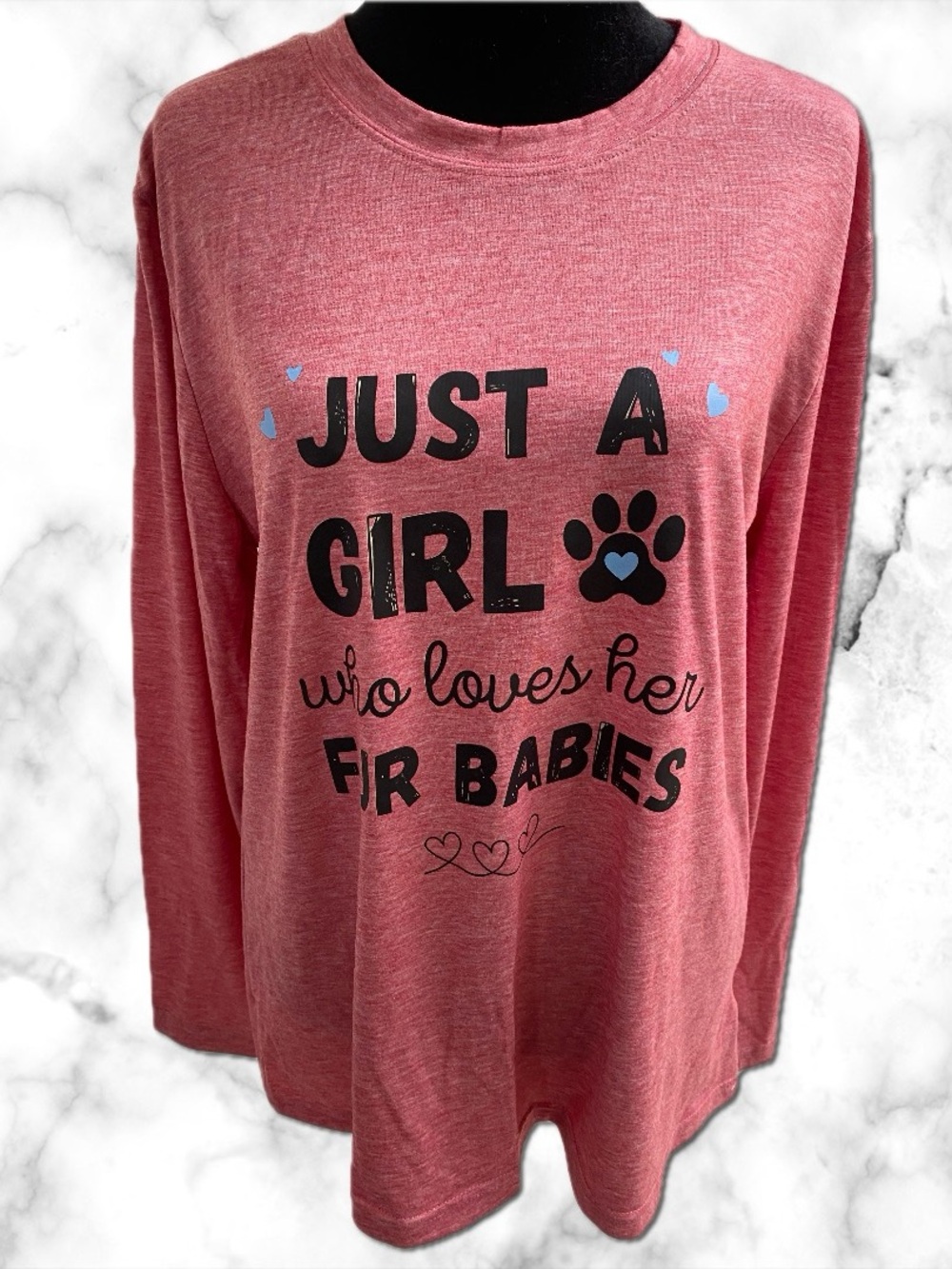 Just A Girl Who Loves Her Fur Babies Long Sleeve Tee - Pink